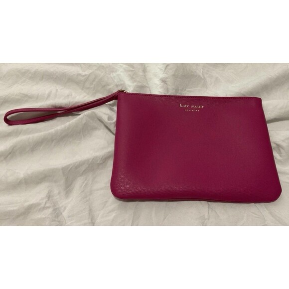 Kate Spade, Wristlet, Top Zip, Fuchsia Exterior, Blush Interior - Picture 1 of 6